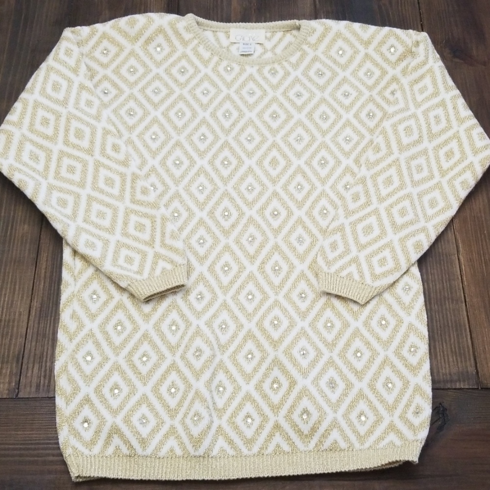 Cache Gold White Cotton Sweater Dress Small
